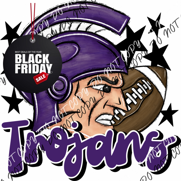 Mascot Trojans Football Dtf Transfer (See Color Options) Pocket Size 3 / Purple Transfers