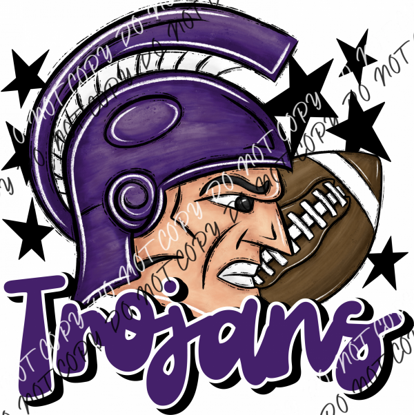 Mascot Trojans Football Dtf Transfer (See Color Options) Pocket Size 3 / Purple Transfers