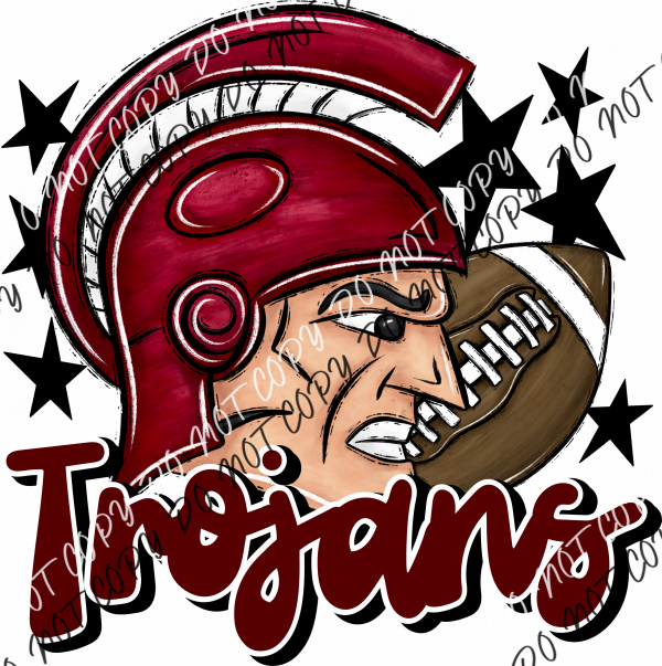 Mascot Trojans Football Dtf Transfer (See Color Options) Pocket Size 3 / Maroon Transfers