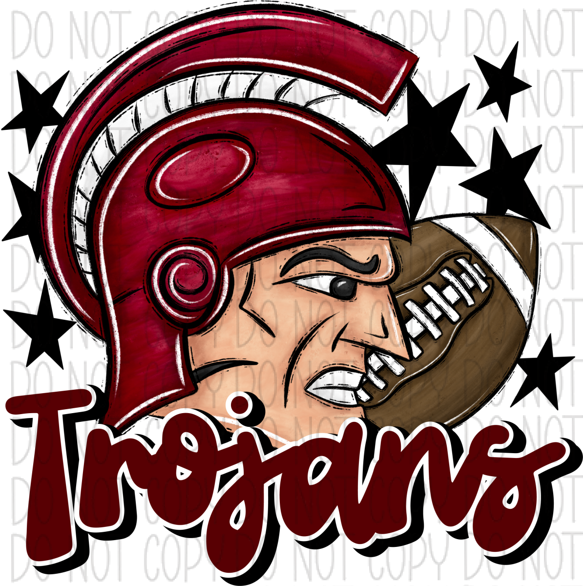Mascot Trojans Football Dtf Transfer (See Color Options) Pocket Size 3 / Maroon Transfers