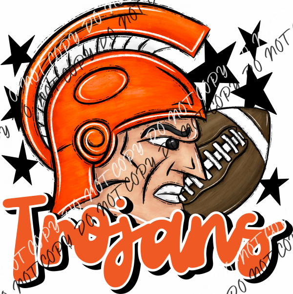 Mascot Trojans Football Dtf Transfer (See Color Options) Pocket Size 3 / Orange Transfers