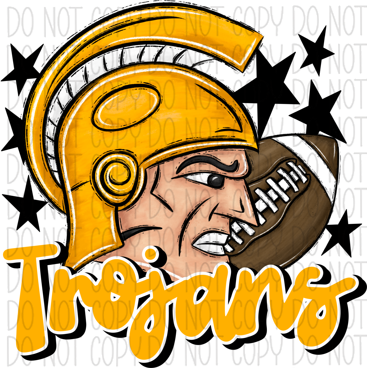 Mascot Trojans Football Dtf Transfer (See Color Options) Pocket Size 3 / Yellow Transfers