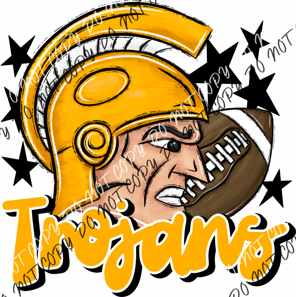 Mascot Trojans Football Dtf Transfer (See Color Options) Pocket Size 3 / Yellow Transfers