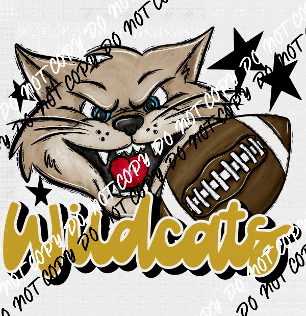 Mascot Wildcats Football DTF Transfer (See Color Options) - We Print U Press DTF Transfers