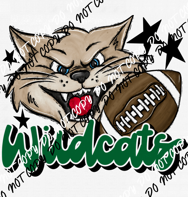 Mascot Wildcats Football DTF Transfer (See Color Options) - We Print U Press DTF Transfers