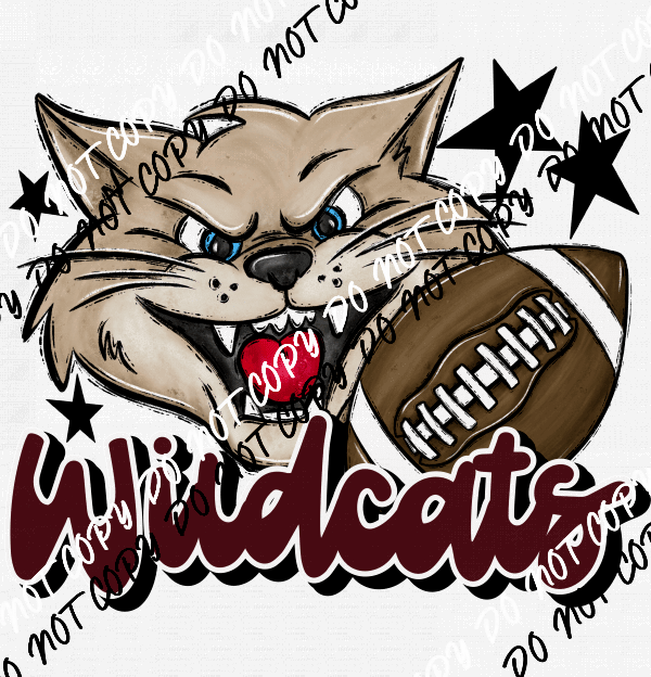 Mascot Wildcats Football DTF Transfer (See Color Options) - We Print U Press DTF Transfers