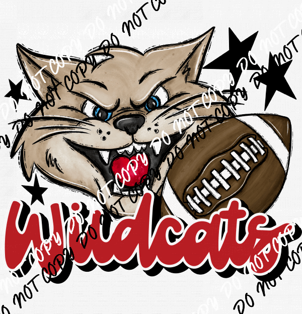 Mascot Wildcats Football DTF Transfer (See Color Options) - We Print U Press DTF Transfers