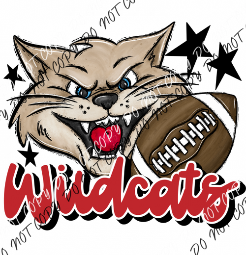 Mascot Wildcats Football Dtf Transfer (See Color Options) Pocket Size 3 / Red Transfers