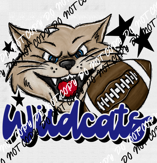 Mascot Wildcats Football DTF Transfer (See Color Options) - We Print U Press DTF Transfers