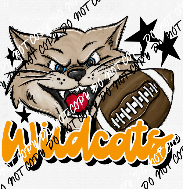 Mascot Wildcats Football DTF Transfer (See Color Options) - We Print U Press DTF Transfers