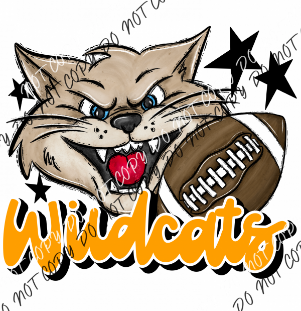 Mascot Wildcats Football Dtf Transfer (See Color Options) Pocket Size 3 / Yellow Transfers