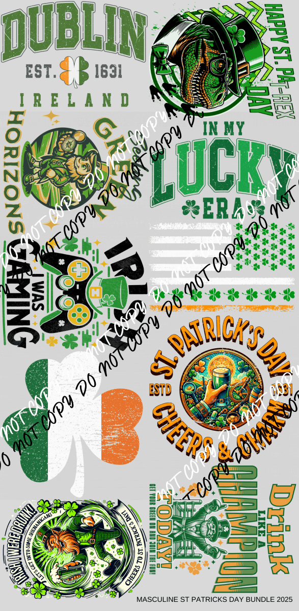 Masculine St. Patrick's Day 2025 DTF Transfer Bundle - We Print U Press DTF Transfers