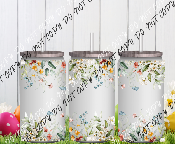 Meadow Bloom Glass Can Cup Wrap UV Transfer UV Transfer