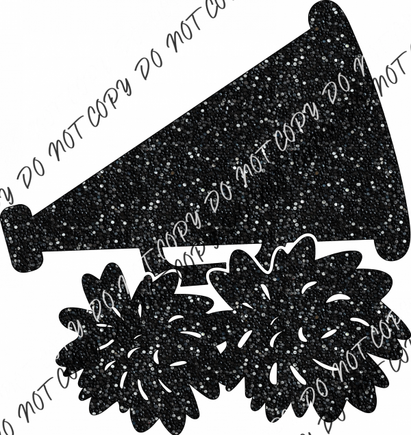 Megaphone With Poms Black Faux Sequin Dtf Transfer Transfers