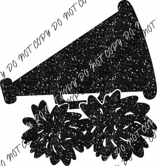 Megaphone With Poms Black Faux Sequin Dtf Transfer Transfers