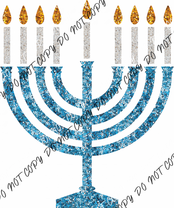 Menorah Faux Sequin Dtf Transfer Transfers