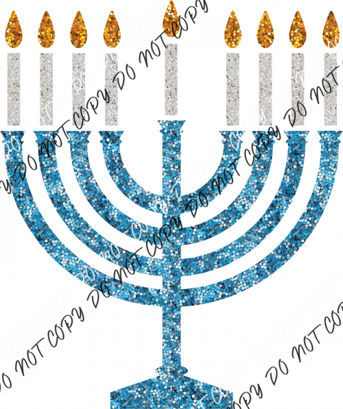 Menorah Faux Sequin Dtf Transfer Transfers