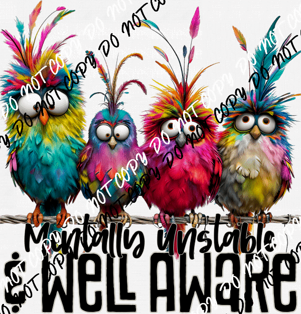 Mentally Unstable & Well Aware (Choose Text Color) DTF Transfer - We Print U Press DTF Transfers