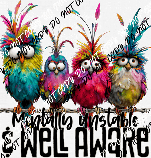 Mentally Unstable & Well Aware (Choose Text Color) DTF Transfer - We Print U Press DTF Transfers
