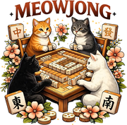 Meowjong Cats Playing Mahjong Floral DTF Transfer