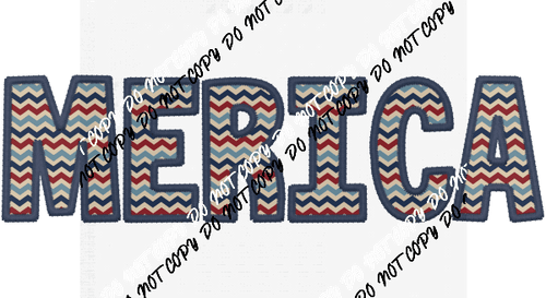 Merica Dark Blue Trim faux embroidery DTF Transfer - We Print U Press DTF Transfers