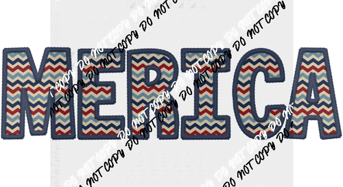 Merica Dark Blue Trim faux embroidery DTF Transfer - We Print U Press DTF Transfers