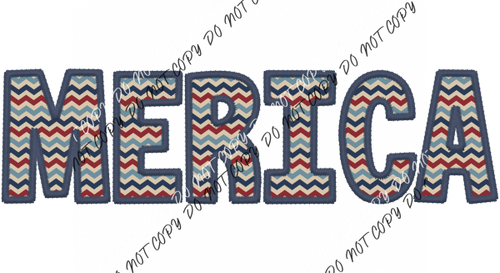 Merica Dark Blue Trim Faux Embroidery Dtf Transfer Rtp Transfers