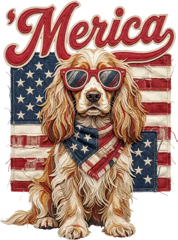 ’Merica Patriotic Dog DTF Transfer - RTP DTF Transfer