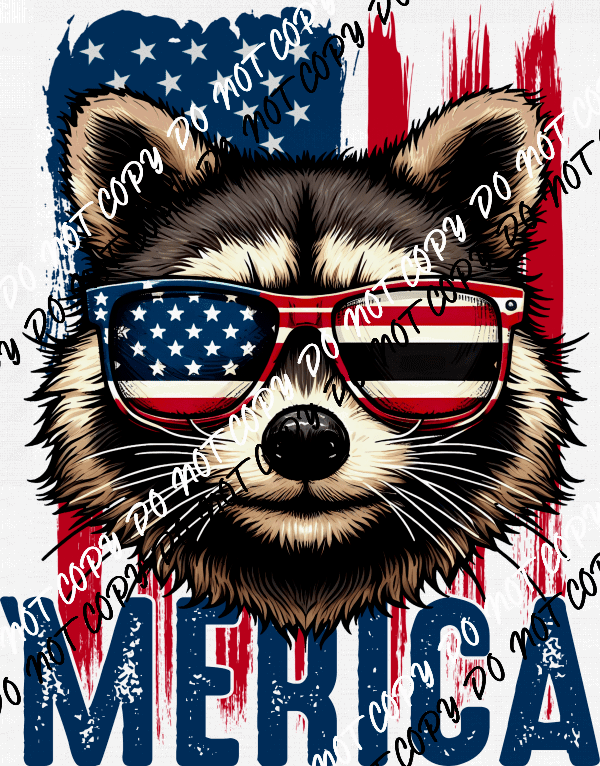 'Merica Raccoon DTF Transfer - We Print U Press DTF Transfers