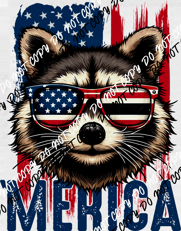 'Merica Raccoon DTF Transfer - We Print U Press DTF Transfers