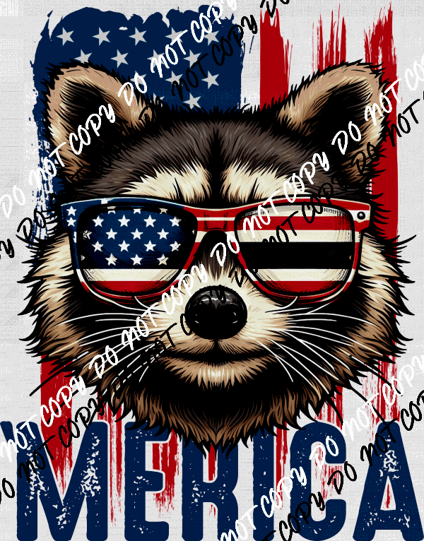 'Merica Raccoon DTF Transfer - We Print U Press DTF Transfers