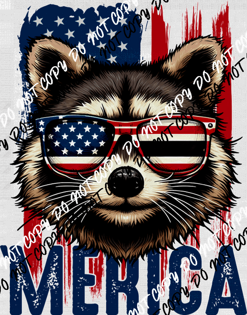 'Merica Raccoon DTF Transfer - We Print U Press DTF Transfers