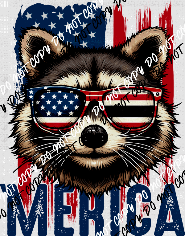 'Merica Raccoon DTF Transfer - We Print U Press DTF Transfers