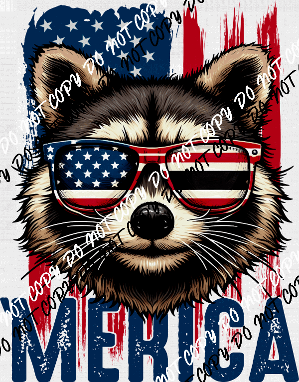 'Merica Raccoon DTF Transfer - We Print U Press DTF Transfers