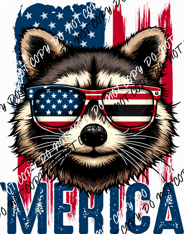 'Merica Raccoon DTF Transfer - We Print U Press DTF Transfers