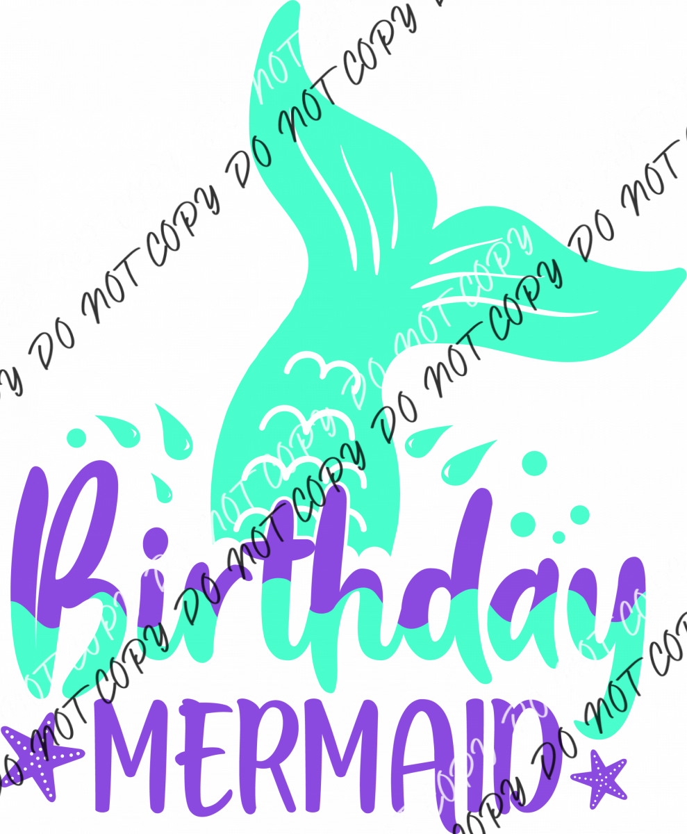 Mermaid Tail Birthday Dtf Transfer