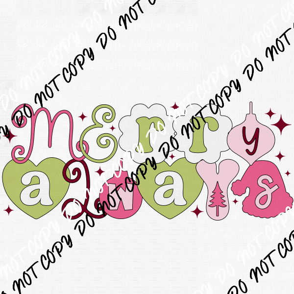 Merry Always pink and green DTF Transfer - We Print U Press DTF Transfers