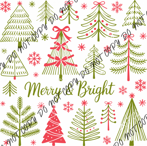 Merry and Bright Christmas Tree Collage DTF Transfer RTP DTF Transfers