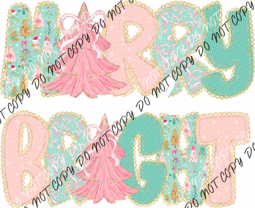 Merry and Bright Patchwork DTF Transfer RTP DTF Transfers