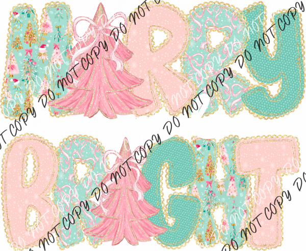 Merry and Bright Patchwork DTF Transfer RTP DTF Transfers