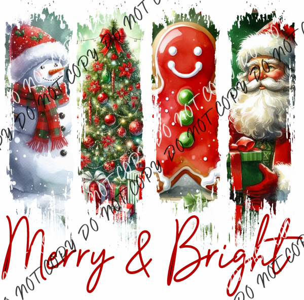 Merry & Bright Brush Stroke DTF Transfer RTP DTF Transfers