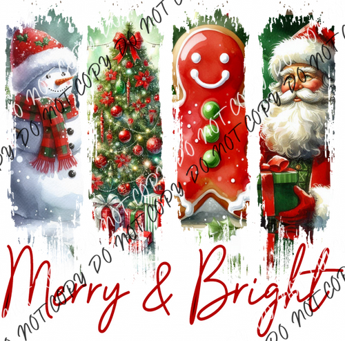 Merry & Bright Brush Stroke DTF Transfer RTP DTF Transfers