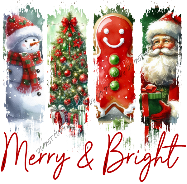 Merry & Bright Brush Stroke DTF Transfer RTP DTF Transfers
