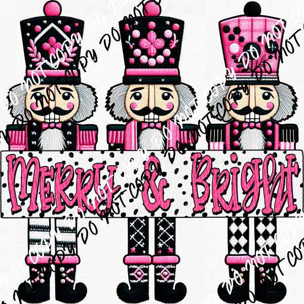 Merry & Bright Nutcracker Trio DTF Transfer - We Print U Press DTF Transfers