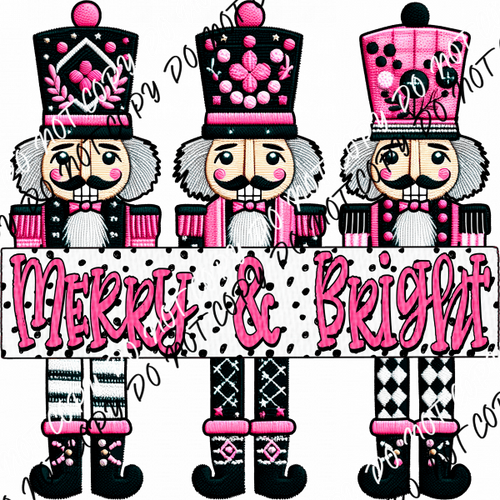 Merry & Bright Nutcracker Trio DTF Transfer - We Print U Press DTF Transfers