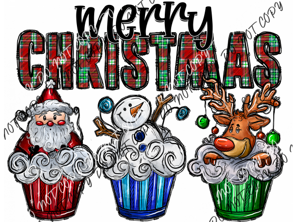 Merry Christmas Cupcakes Dtf Transfer Rtp Transfers