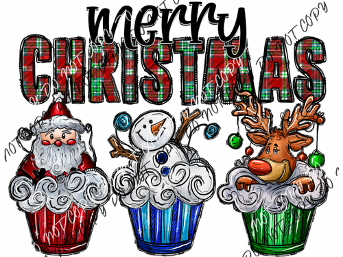 Merry Christmas Cupcakes Dtf Transfer Rtp Transfers