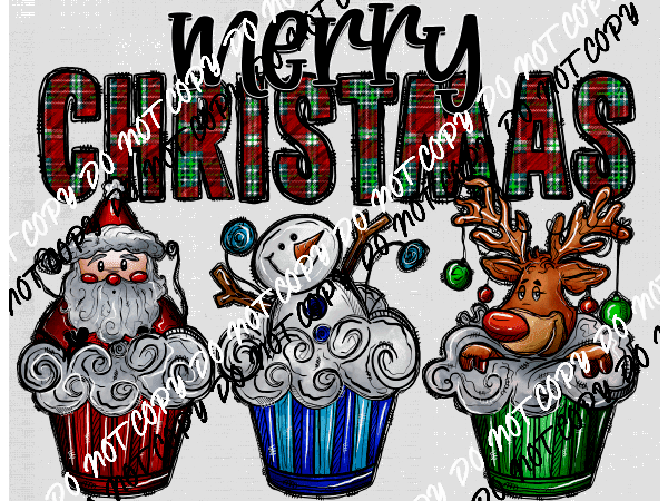 Merry Christmas Cupcakes DTF Transfer - We Print U Press DTF Transfers