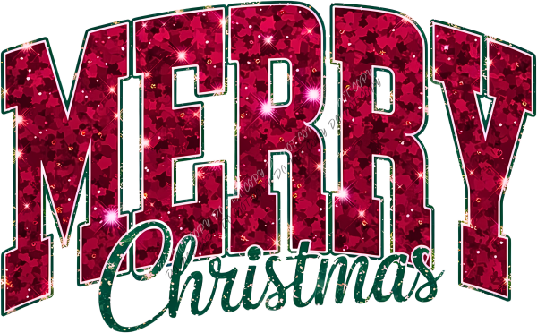 Merry Christmas Glitter DTF Transfer RTP DTF Transfers