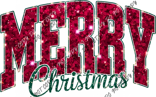 Merry Christmas Glitter DTF Transfer RTP DTF Transfers